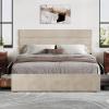 imageWLIVE Queen Size Upholstered Bed Frame with 4 Drawers and Velvet Square Tufted Headboard Sturdy Metal ampamp Wooden Slats Support No Box Spring Needed Easy Assembly Light GreyBeige