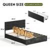 imageWLIVE Queen Size Upholstered Bed Frame with 4 Drawers and Velvet Square Tufted Headboard Sturdy Metal ampamp Wooden Slats Support No Box Spring Needed Easy Assembly Light GreyBlack