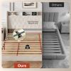 imageWLIVE Queen Size Upholstered Bed Frame with Storage Headboard Velvet Square Tufted Platform Bed with Charging Station Sturdy Metal ampamp Wooden Slats Support No Box Spring Needed BlackBeige