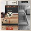 imageWLIVE Queen Size Upholstered Bed Frame with Storage Headboard Velvet Square Tufted Platform Bed with Charging Station Sturdy Metal ampamp Wooden Slats Support No Box Spring Needed BlackBlack