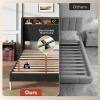 imageWLIVE Queen Size Upholstered Bed Frame with Storage Headboard Velvet Square Tufted Platform Bed with Charging Station Sturdy Metal ampamp Wooden Slats Support No Box Spring Needed BlackBlack