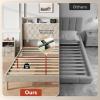 imageWLIVE Queen Size Upholstered Bed Frame with Storage Headboard Velvet Square Tufted Platform Bed with Charging Station Sturdy Metal ampamp Wooden Slats Support No Box Spring Needed BlackBeige