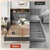 imageWLIVE Queen Size Upholstered Bed Frame with Storage Headboard Velvet Square Tufted Platform Bed with Charging Station Sturdy Metal ampamp Wooden Slats Support No Box Spring Needed BlackGrey