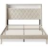 imageWLIVE Queen Size Upholstered Bed Frame with Storage Headboard Velvet Square Tufted Platform Bed with Charging Station Sturdy Metal ampamp Wooden Slats Support No Box Spring Needed BlackBeige