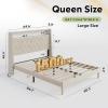 imageWLIVE Queen Size Upholstered Bed Frame with Storage Headboard Velvet Square Tufted Platform Bed with Charging Station Sturdy Metal ampamp Wooden Slats Support No Box Spring Needed BlackBeige