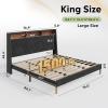 imageWLIVE Queen Size Upholstered Bed Frame with Storage Headboard Velvet Square Tufted Platform Bed with Charging Station Sturdy Metal ampamp Wooden Slats Support No Box Spring Needed BlackBlack