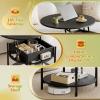 imageWLIVE Round Lift Top Coffee Table with Storage Shelf and Hidden Compartment Farmhouse Small Coffee Table with 2 Tier for Living Room and Home Office BlackBlack