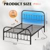 imageWLIVE Twin Bed Frame Twin Size Bed Frames with LED Lights and Charging Station Metal Bed Frame with Headboard No Box Spring RequiredEasy AssemblyWhiteBlack