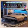 imageWLIVE Twin Bed Frame Twin Size Bed Frames with LED Lights and Charging Station Metal Bed Frame with Headboard No Box Spring RequiredEasy AssemblyWhiteBlack