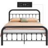 imageWLIVE Twin Bed Frame Twin Size Bed Frames with LED Lights and Charging Station Metal Bed Frame with Headboard No Box Spring RequiredEasy AssemblyWhiteBlack