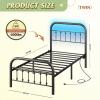 imageWLIVE Twin Bed Frame Twin Size Bed Frames with LED Lights and Charging Station Metal Bed Frame with Headboard No Box Spring RequiredEasy AssemblyWhiteBlack