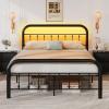 imageWLIVE Twin Bed Frame Twin Size Bed Frames with LED Lights and Charging Station Metal Bed Frame with Headboard No Box Spring RequiredEasy AssemblyWhiteBlack