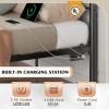 imageWLIVE Twin Bed Frame Twin Size Bed Frames with LED Lights and Charging Station Metal Bed Frame with Headboard No Box Spring RequiredEasy AssemblyWhiteBlack