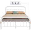 imageWLIVE Twin Bed Frame Twin Size Bed Frames with LED Lights and Charging Station Metal Bed Frame with Headboard No Box Spring RequiredEasy AssemblyWhiteWhite