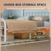 imageWLIVE Twin Bed Frame Twin Size Bed Frames with LED Lights and Charging Station Metal Bed Frame with Headboard No Box Spring RequiredEasy AssemblyWhiteWhite