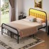 imageWLIVE Twin Bed Frame Twin Size Bed Frames with LED Lights and Charging Station Metal Bed Frame with Headboard No Box Spring RequiredEasy AssemblyWhiteBlack