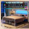 imageWLIVE Twin Bed Frame Twin Size Bed Frames with LED Lights and Charging Station Metal Bed Frame with Headboard No Box Spring RequiredEasy AssemblyWhiteWhite
