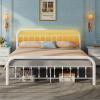 imageWLIVE Twin Bed Frame Twin Size Bed Frames with LED Lights and Charging Station Metal Bed Frame with Headboard No Box Spring RequiredEasy AssemblyWhiteWhite