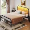 imageWLIVE Twin Bed Frame Twin Size Bed Frames with LED Lights and Charging Station Metal Bed Frame with Headboard No Box Spring RequiredEasy AssemblyWhiteBlack