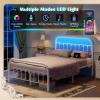 imageWLIVE Twin Bed Frame Twin Size Bed Frames with LED Lights and Charging Station Metal Bed Frame with Headboard No Box Spring RequiredEasy AssemblyWhiteWhite