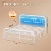 imageWLIVE Twin Bed Frame Twin Size Bed Frames with LED Lights and Charging Station Metal Bed Frame with Headboard No Box Spring RequiredEasy AssemblyWhiteWhite