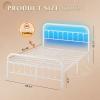 imageWLIVE Twin Bed Frame Twin Size Bed Frames with LED Lights and Charging Station Metal Bed Frame with Headboard No Box Spring RequiredEasy AssemblyWhiteWhite