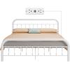 imageWLIVE Twin Bed Frame Twin Size Bed Frames with LED Lights and Charging Station Metal Bed Frame with Headboard No Box Spring RequiredEasy AssemblyWhiteWhite