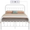 imageWLIVE Twin Bed Frame Twin Size Bed Frames with LED Lights and Charging Station Metal Bed Frame with Headboard No Box Spring RequiredEasy AssemblyWhiteWhite