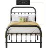 imageWLIVE Twin Bed Frame Twin Size Bed Frames with LED Lights and Charging Station Metal Bed Frame with Headboard No Box Spring RequiredEasy AssemblyWhiteBlack