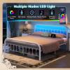imageWLIVE Twin Bed Frame Twin Size Bed Frames with LED Lights and Charging Station Metal Bed Frame with Headboard No Box Spring RequiredEasy AssemblyWhiteWhite