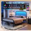 imageWLIVE Twin Bed Frame Twin Size Bed Frames with LED Lights and Charging Station Metal Bed Frame with Headboard No Box Spring RequiredEasy AssemblyWhiteBlack