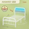 imageWLIVE Twin Bed Frame Twin Size Bed Frames with LED Lights and Charging Station Metal Bed Frame with Headboard No Box Spring RequiredEasy AssemblyWhiteWhite