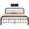imageWLIVE Twin Bed Frame Twin Size Bed Frames with LED Lights and Charging Station Metal Bed Frame with Headboard No Box Spring RequiredEasy AssemblyWhiteBlack