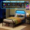 imageWLIVE Twin Bed Frame Twin Size Bed Frames with LED Lights and Charging Station Metal Bed Frame with Headboard No Box Spring RequiredEasy AssemblyWhiteBlack