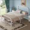 imageWLIVE Twin Bed Frame Twin Size Bed Frames with LED Lights and Charging Station Metal Bed Frame with Headboard No Box Spring RequiredEasy AssemblyWhiteWhite