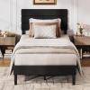 imageWLIVE Queen Size Upholstered Bed Frame Velvet Square Tufted Headboard Sturdy Metal ampamp Wooden Slats Support No Box Spring Needed Light GreyBlack