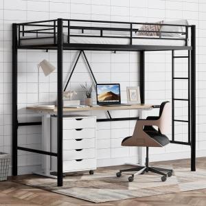imageWLIVE Loft Bed Twin Size Heavy Duty Metal Loft Bed with Safety Guard ampamp Ladder Noise Free No Box Spring Needed BlackTwin