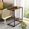 imageWLIVE CShaped End Table Small Side Tables for Sofa Wide Couch Table That Slide Under Laptop Snack Table for Living Room Bedroom Home Office Retro BrownRetro Brown