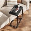 imageWLIVE CShaped End Table Small Side Tables for Sofa Wide Couch Table That Slide Under Laptop Snack Table for Living Room Bedroom Home Office Retro BrownBlack