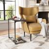 imageWLIVE CShaped End Table Small Side Tables for Sofa Wide Couch Table That Slide Under Laptop Snack Table for Living Room Bedroom Home Office Retro BrownGrey