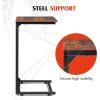 imageWLIVE CShaped End Table Small Side Tables for Sofa Wide Couch Table That Slide Under Laptop Snack Table for Living Room Bedroom Home Office Retro BrownRetro Brown