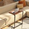 imageWLIVE CShaped End Table Small Side Tables for Sofa Wide Couch Table That Slide Under Laptop Snack Table for Living Room Bedroom Home Office Retro BrownRetro Brown
