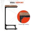 imageWLIVE CShaped End Table Small Side Tables for Sofa Wide Couch Table That Slide Under Laptop Snack Table for Living Room Bedroom Home Office Retro BrownLight Brown