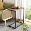 imageWLIVE CShaped End Table Small Side Tables for Sofa Wide Couch Table That Slide Under Laptop Snack Table for Living Room Bedroom Home Office Retro BrownLight Brown