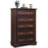 imageWLIVE Farmhouse Dresser for Bedroom Black Wood Storge Cabinet with 4 Drawers for Living Room Hallway Closet Tall Retro Nightstand with Roman Metal HandleBrown