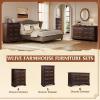 imageWLIVE Farmhouse Dresser for Bedroom Black Wood Storge Cabinet with 4 Drawers for Living Room Hallway Closet Tall Retro Nightstand with Roman Metal HandleBrown