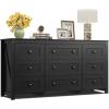 imageWLIVE Farmhouse Dresser for Bedroom Black Wood Storge Cabinet with 4 Drawers for Living Room Hallway Closet Tall Retro Nightstand with Roman Metal HandleBlack