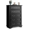 imageWLIVE Farmhouse Dresser for Bedroom Black Wood Storge Cabinet with 4 Drawers for Living Room Hallway Closet Tall Retro Nightstand with Roman Metal HandleBlack