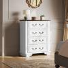 imageWLIVE Farmhouse Dresser for Bedroom Black Wood Storge Cabinet with 4 Drawers for Living Room Hallway Closet Tall Retro Nightstand with Roman Metal HandleWhite