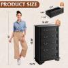 imageWLIVE Farmhouse Dresser for Bedroom Black Wood Storge Cabinet with 4 Drawers for Living Room Hallway Closet Tall Retro Nightstand with Roman Metal HandleBlack
